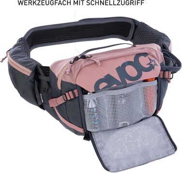Поясна сумка EVOC HIP PACK PRO 3л з гідрацією 1,5л, система вентиляції, регульований ремінь, рожево-сіра
