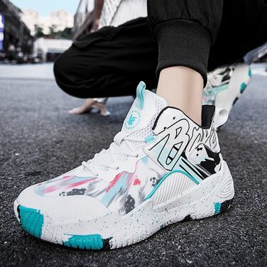 Кросівки баскетбольні для чоловіків та жінок, спортивне взуття, кросівки для ходьби, легкі, неслизькі, зносостійкі, біло-чорні, 38 EU, вузька колодка