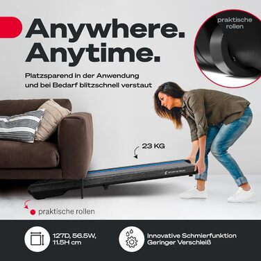 Біговий тренажер Sportstech для дому, Walking Pad, швидкість 1-8 км/год, тренажер під стіл, кут нахилу 11,5%, тихий, з підключенням до додатку, вантажопідйомність 120 кг, компактний, LCD дисплей, для дому, офісу, sWalk GWD