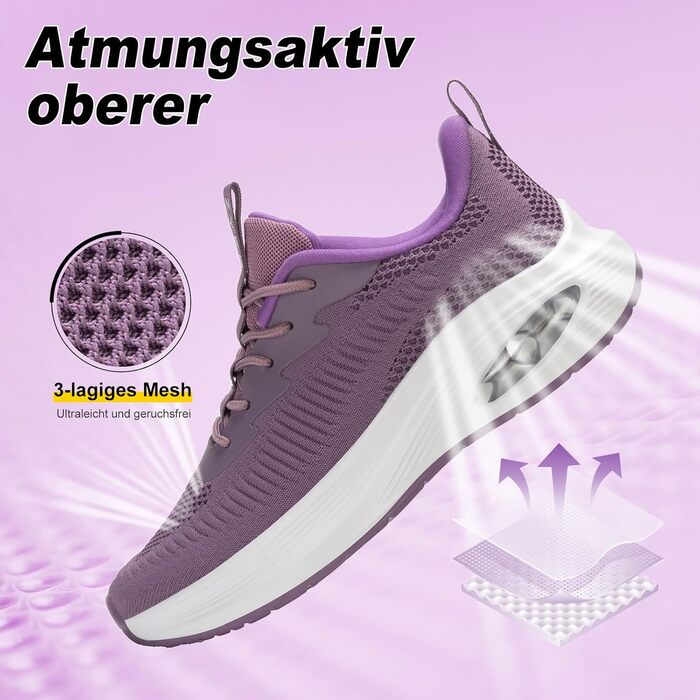 Жіночі кросівки ZYEN для широкої стопи: зручні, дихаючі, для занять спортом та бігу (41 EU, фіолетовий)