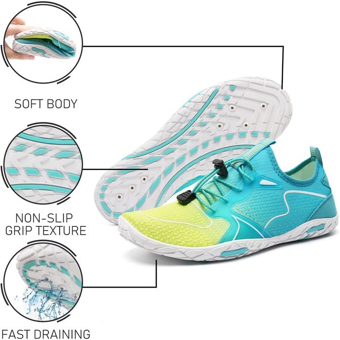 Взуття для плавання та водних видів спорту WateLves: чоловіче та жіноче, для серфінгу, дайвінгу, гімнастики, фітнесу. Розміри 40 EU. Кольори: блакитний, жовтий