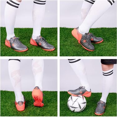 Дитячі футбольні бутси для хлопчиків та дівчаток FG/AG/TF - професійні, для тренувань та гри на траві (37 EU, сірий, помаранчевий)