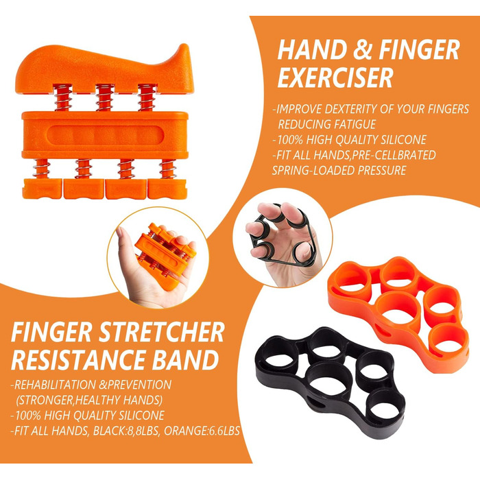 Handtrainer (10 шт) для розвитку м'язів передпліч, кистей та пальців - тренажер для рук, гіроскоп для реабілітації та збільшення сили хвату