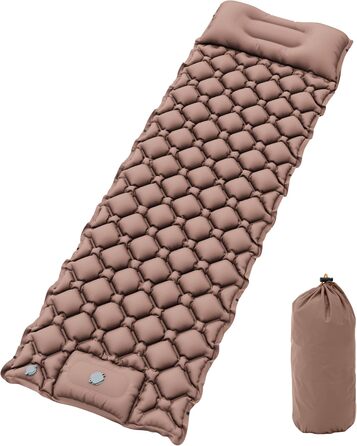 Надувний килимок для кемпінгу YITAHOME з самонадуванням, ультралегкий, з вбудованим насосом та подушкою. Ідеально для відпочинку на природі, подорожей, кемпінгу та піших прогулянок (пустельний жовтий)