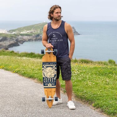 Скейборд Osprey Longboard 42'' з подвійною носовою частиною, 5-шаровий бамбук, для дітей, дорослих та новачків, дизайн 'Орел', різні кольори