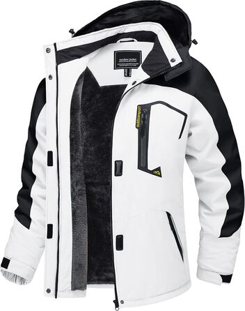 TACVASEN жіноча куртка-перехідник, тепла зимова куртка, куртка для походів, гірськолижна куртка з водонепроникною блискавкою, білий та чорний колір