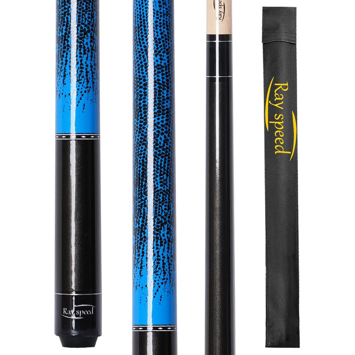 Професійний билькардний кий Ray Speed з 3D-друкованим грифом та наконечником 13 мм, для точної гри, низький оберт для покращеної точності, колір темно-синій