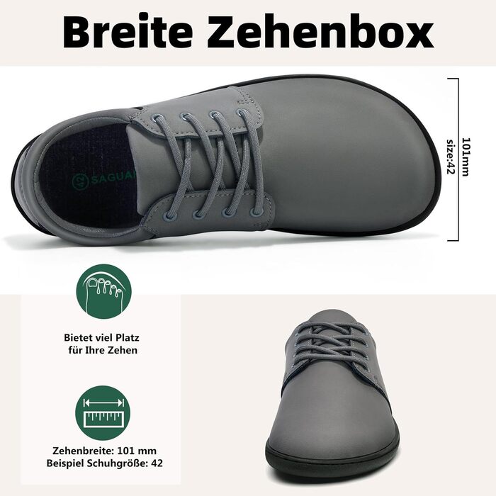 Чоловічі тапочки-мінімалісти SAGUARO Noble II, сірі, розмір 36-48. Легкі, з широкою передньою частиною та антиковзкою підошвою.