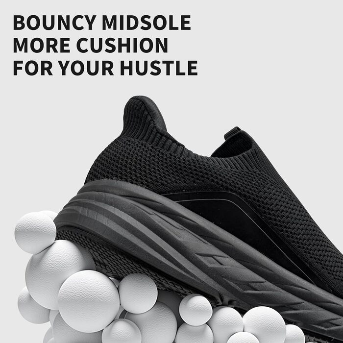 Чоловічі кросівки Sosenfer Slip-On без шнурівків, спортивні, для бігу, фітнесу, прогулянок, чорні, 42 EU