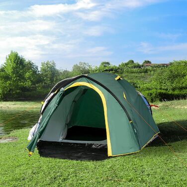 Намет Outsunny для 2 осіб, 190T, 325x183x130 см, зелено-жовтий, з кріпленнями