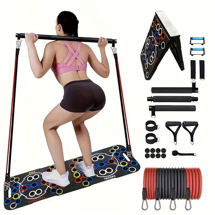 Багатофункціональна дошка для віджимань на 54 отвори — тренажер для м'язів грудей, рук та преса для дому, підходить для чоловіків та жінок