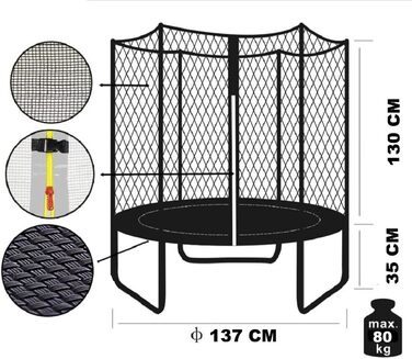 Намет-трамплін SixBros. SixJump 1,40 м з сіткою безпеки, різні кольори, чорний