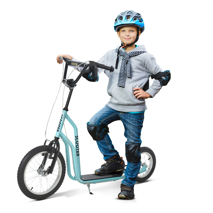 HOMCOM Scooter Scooter Kids Scooter від 5 років, Кікборд з пневматичними шинами 16/12 дюймів, Синій, 135 x 58 x 88-94 см| Аосом
