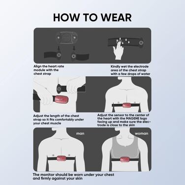 Magene H603 пульсометр на груди: фітнес-трекер з Bluetooth 4.2 та ANT+, водонепроникний IP67, сумісний з Wahoo, Zwift, Strava, Elite HRV, зелений