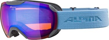 Лижна маска ALPINA PHEOS S Q-LITE для дорослих, дзеркальна, підсилює контраст, 100% UV-захист, сірий/синій, універсальний розмір