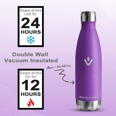 Термос-пляшка HoneyHolly з нержавіючої сталі 750 мл - спортивна пляшка, без BPA, для води та газованих напоїв, термокана, фітнес, спортзал, велосипед, темно-фіолетовий