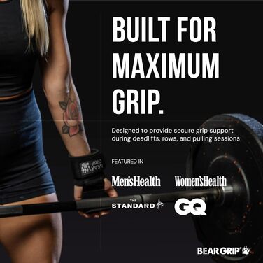 Грип-затискачі BEAR GRIP для підйому ваги з протиковзаючими гумовими ручками, чорні