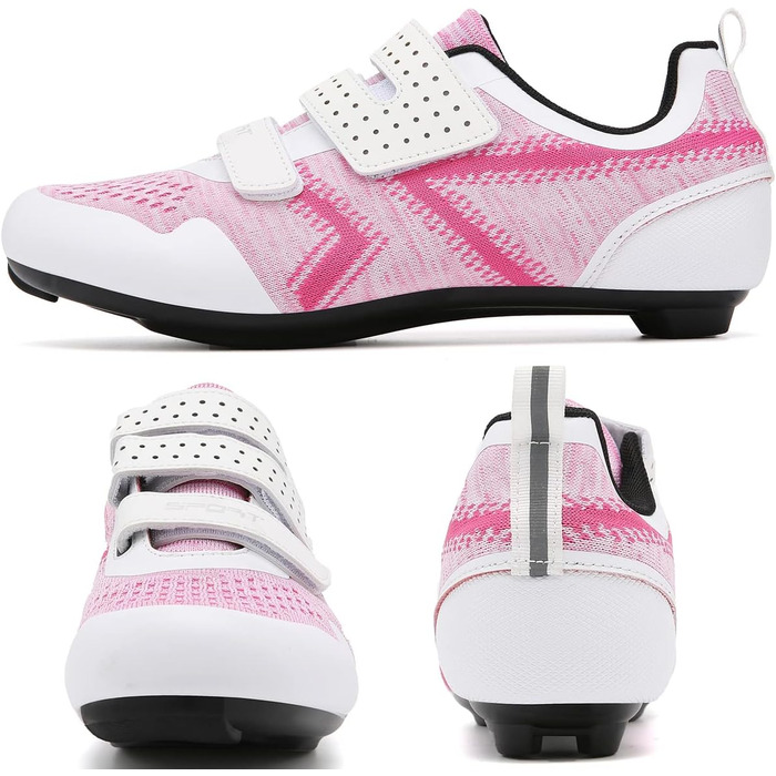 Велотуфлі ULTIANT для їзди в залі та на вулиці, сумісні з Peloton, Look SPD SL Delta, 41 EU, білий/червоний