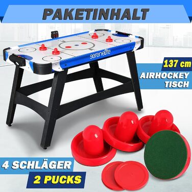 Тік-хокей SereneLife – ігровий стіл для тік-хокею, стіл для ігор, для дітей та дорослих, блакитний