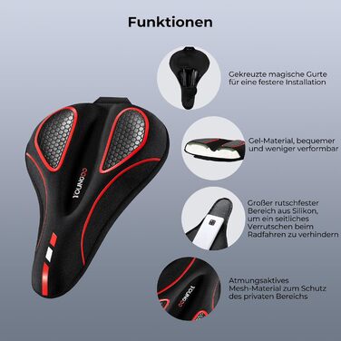 Покриття для велосипедного сидіння YOUNGDO, ергономічний гелевий чохол, м'яке та комфортне, з дощовим захистом, для жінок та чоловіків, червоний, вузький