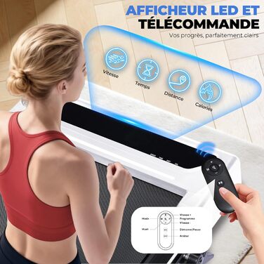 GTPLAYER Ходунка для дому, біговий килимок складаний з LED-дисплеєм та пультом, регульовані підлокітники, двигун 2.5 PS, фітнес, тренування, домашній фітнес, зелений (білий)