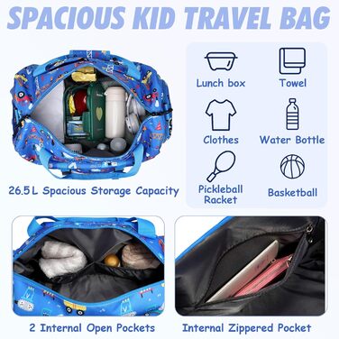 Спортивна сумка для дітей, дорожня сумка, мішок-сумка, спортивна сумка для плавання, для хлопчиків та дівчаток, водовідштовхувальна, сумка-мішок для перевезення ручною поклажею, сумка-мішок для подорожей на вихідні з відділенням для взуття, блакитна