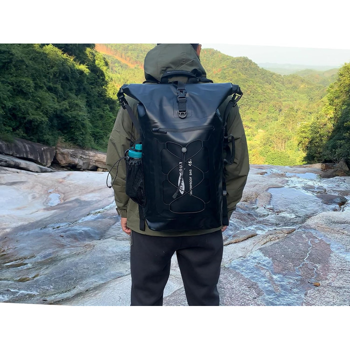 Водонепроникний рюкзак Dry Bag 45L для каякінгу та рафтингу (Чорний)