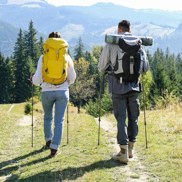 Трекінгові палиці для скандинавської ходьби Nordic Walking, ультралегкі односекційні палиці з гумовими наконечниками для жінок та чоловіків (Чорний, 110/115 см)