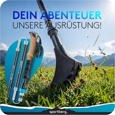 Складані телескопічні палиці для скандинавської ходьби та хайкінгу з карбону з корковими ручками, регульовані за висотою, унісекс