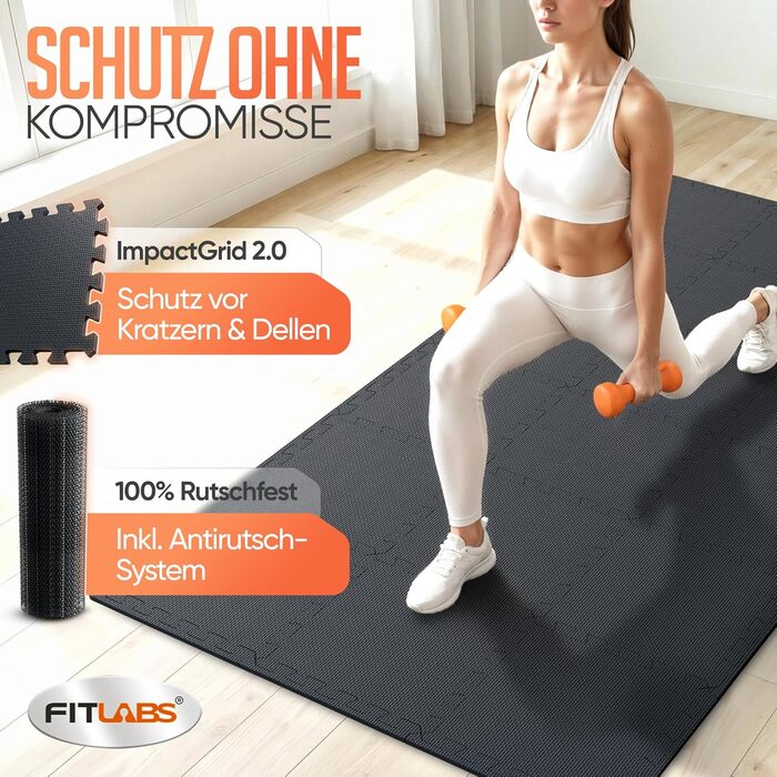Фітнес-килимок Puzzle Anthracite 1.67 м² (18 матів) + Антиковзкий килимок в подарунок | Килимок для спорту, гімнастики, тренувань