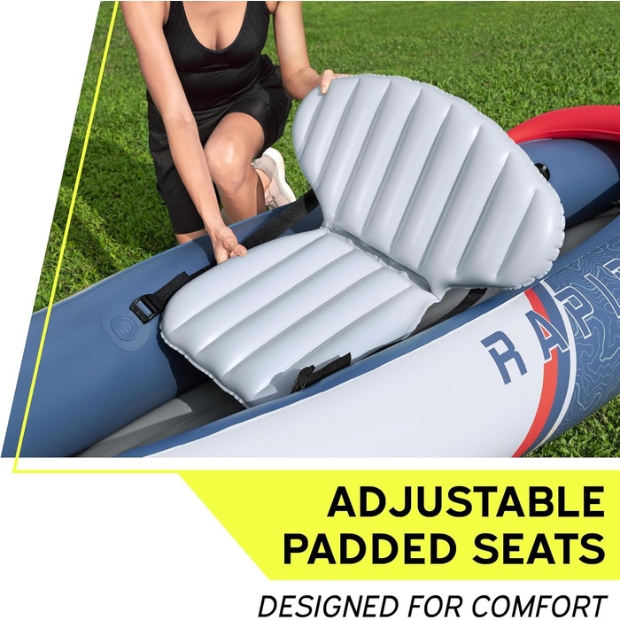 Надувний каяк Bestway Hydro Force Rapid X1 290x91x42 см для 1 людини, до 120 кг, Inflata-Shield, GS сертифікат, алюмінієве весло, насос, сумка