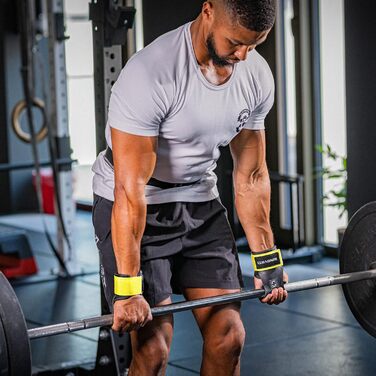 Навантажувальні ручки для тренувань Inovati: для силових вправ, кросфіту та бодібілдингу. З гелевими накладками на зап'ястя (7 мм, жовті, S)