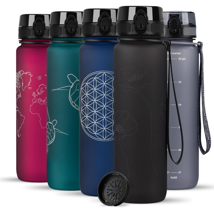 Пляшка для води 720°DGREE uberBottle 1л з ситечком, трітан, червоний, герметична, BPA-free, для спорту, фітнесу, велосипеда, університету, багаторазова