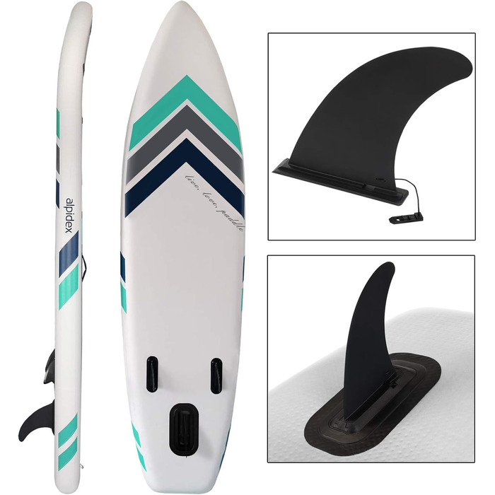 Набір SUP Alpidex Stand Up Paddle 305 см, надувний, до 150 кг, стабільний, легкий, повний комплект (білий)