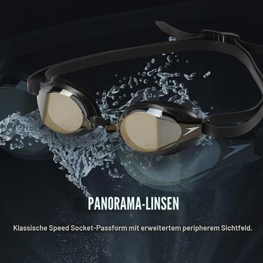 Плавальні окуляри Speedo Speed Socket 2.0 унісекс, чорні з дзеркальним покриттям (срібло)