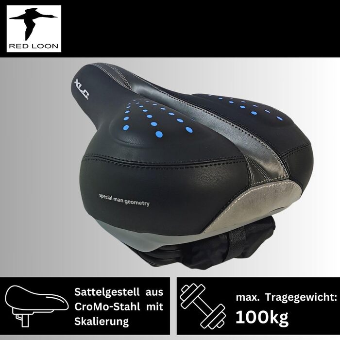 Сідло для велосипеда чоловіче, гелеве - Red Loon Globetrotter - для Citybike, комфортне, з водонепроникною кришкою, 245x225мм