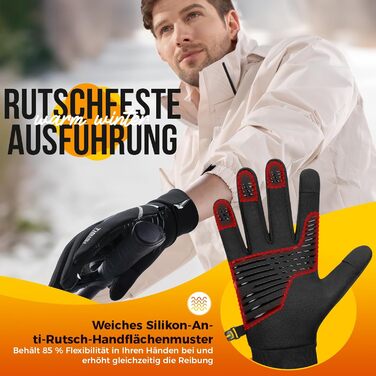 Рукавички PUIOU для чоловіків та жінок, теплі зимові рукавички для велосипеда, спортивні рукавички з сенсорним екраном, чорні (L)