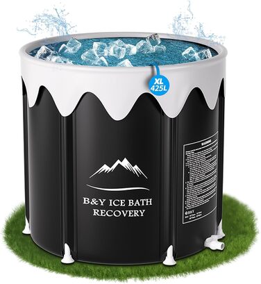 Ванна для криотерапії B&Y Eisbad Tonne, 85 см, 425 л, чорна, для спортсменів
