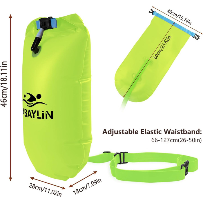 Надувна плавуча шийка 20L для дорослих та дітей - безпечний плавальний засіб для відкритих вод та триатлону (жовтий)