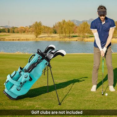 Сумка для гольфу LIFEZEAL: легка, з 8 верхніми відділеннями та 5 кишенями на блискавці, з тримачем для парасольки, водонепроникна, з регульованим плечовим ременем для жінок та чоловіків, блакитна