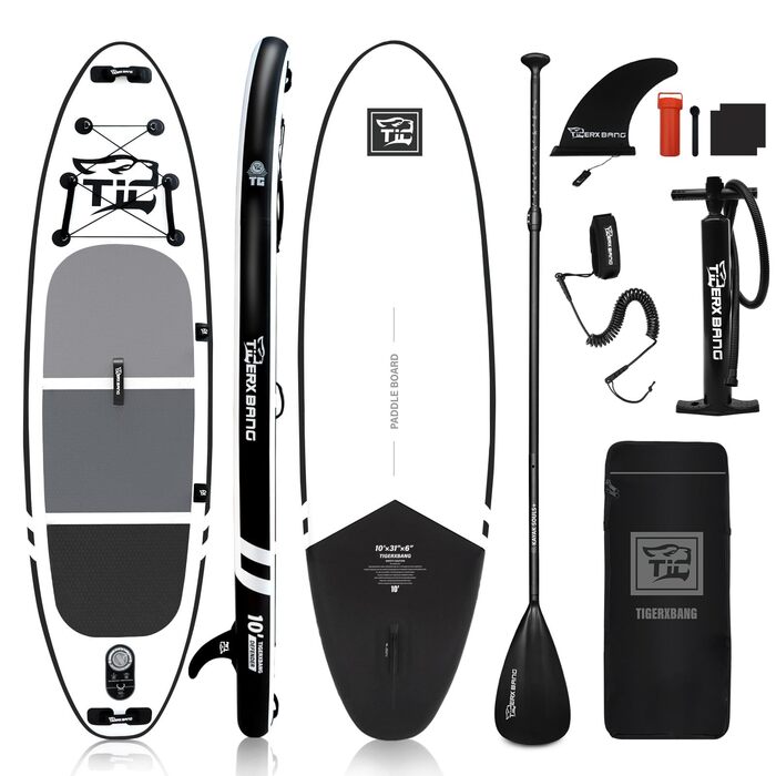 SUP дошка TIGERXBANG Defender-Pro надувна, 305 см, чорна - для стійкої плавучості та веслування