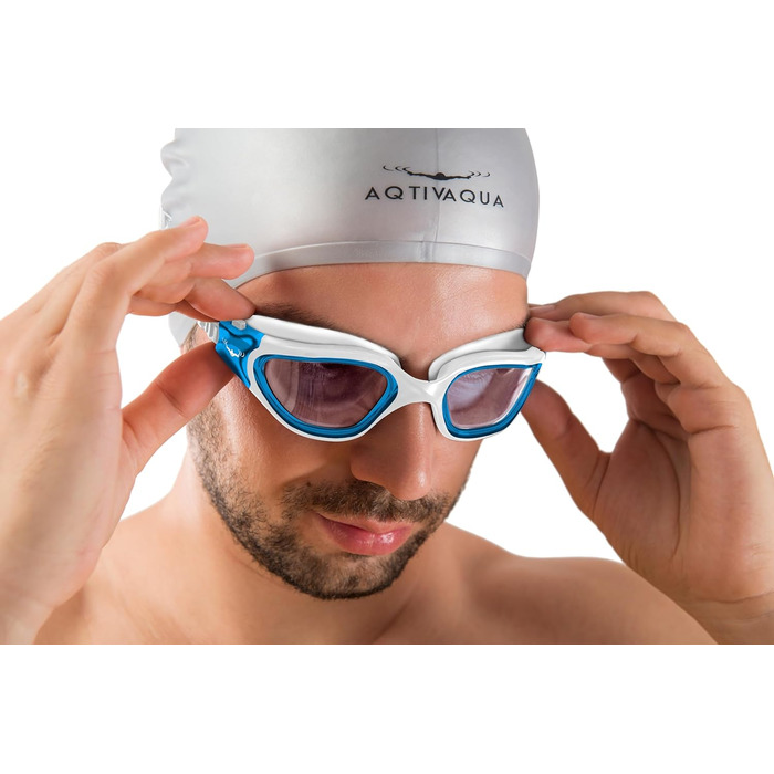 Плавальні окуляри AqtivAqua DX з широким оглядом, UV-захистом, антизапотіванням, герметичністю, регульованим силіконовим ремінцем для дорослих і підлітків, для плавання в басейні та на відкритій воді