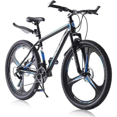 Гірський велосипед MTB 24 дюйми, 21 швидкість Shimano, амортизаційний Hardtail, дискові гальма, чорно-синій