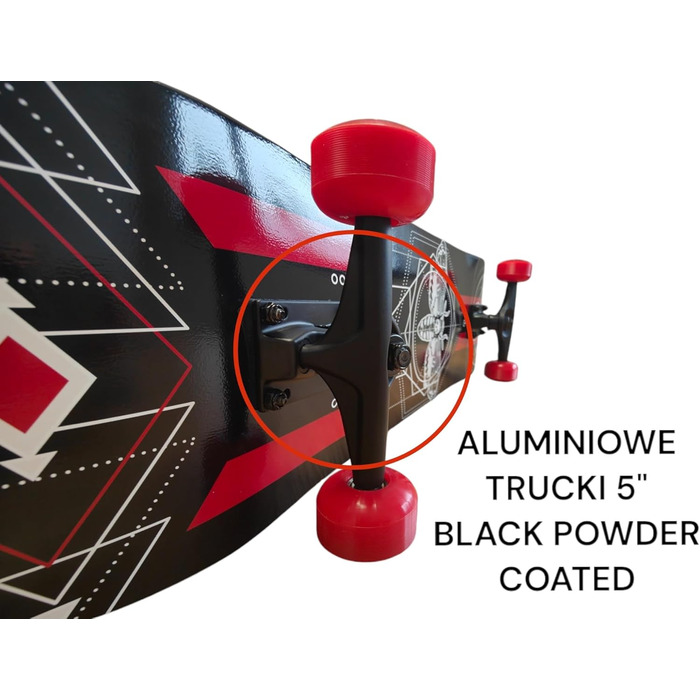 Скейтборд дорослий Holz (дерево) з підшипниками ABEC-9, 80x20 см, червоний - для скейтпарку та трюків