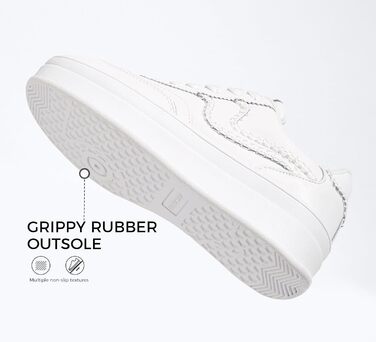 Жіночі кросівки на платформі LUCKY STEP – модні масивні кросівки, зручні шнурівки для повсякденного носіння та прогулянок з прошитими деталями, чорно-білі (білі, 42 EU)