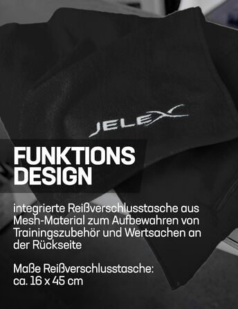 Рушник для фітнесу JELEX 100FIT: бавовна, антиковзаюче покриття, кишеня на блискавці, 90x45 см