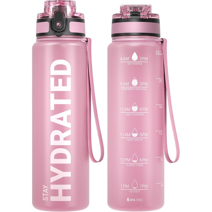 Спортивна пляшка Sahara Sailor, 750 мл, BPA-free, тритан, герметична, для води, велосипеду, кемпінгу, йоги, спортзалу, рожева