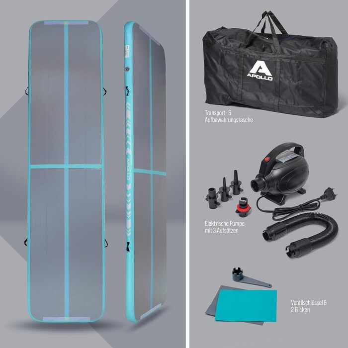 Надувна гімнастична мата Apollo Air Mat Pro 400x100, 3м/4м - для дому та на вулицю