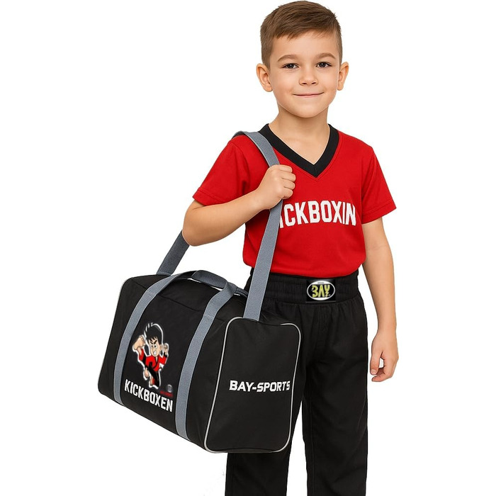 Спортивна сумка для кікбоксингу, муай-тай, тайського боксу, для дітей, чорна/сіра, тренувальна сумка