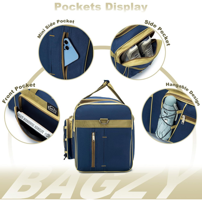 Спортивна сумка для подорожей BAGZY 70 л, велика водонепроникна дорожня сумка-даффл для залу, кемпінгу та відпустки (Жовто-синя)